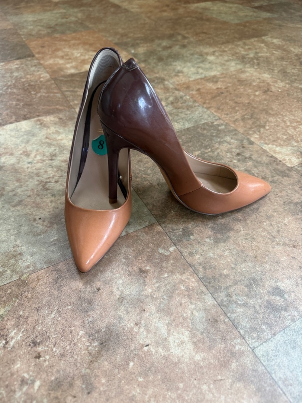 Aldo Two-Tone Pointed Toe Stiletto Heels - Brown/Tan